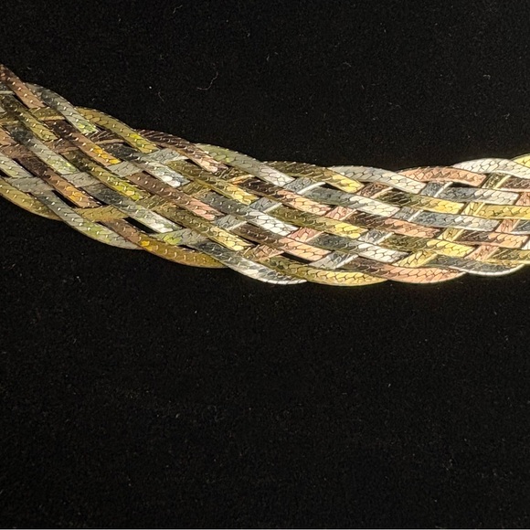 Vintage Sterling silver & Gold Plate Woven Braided Milor Italy Bracelet - Picture 3 of 15